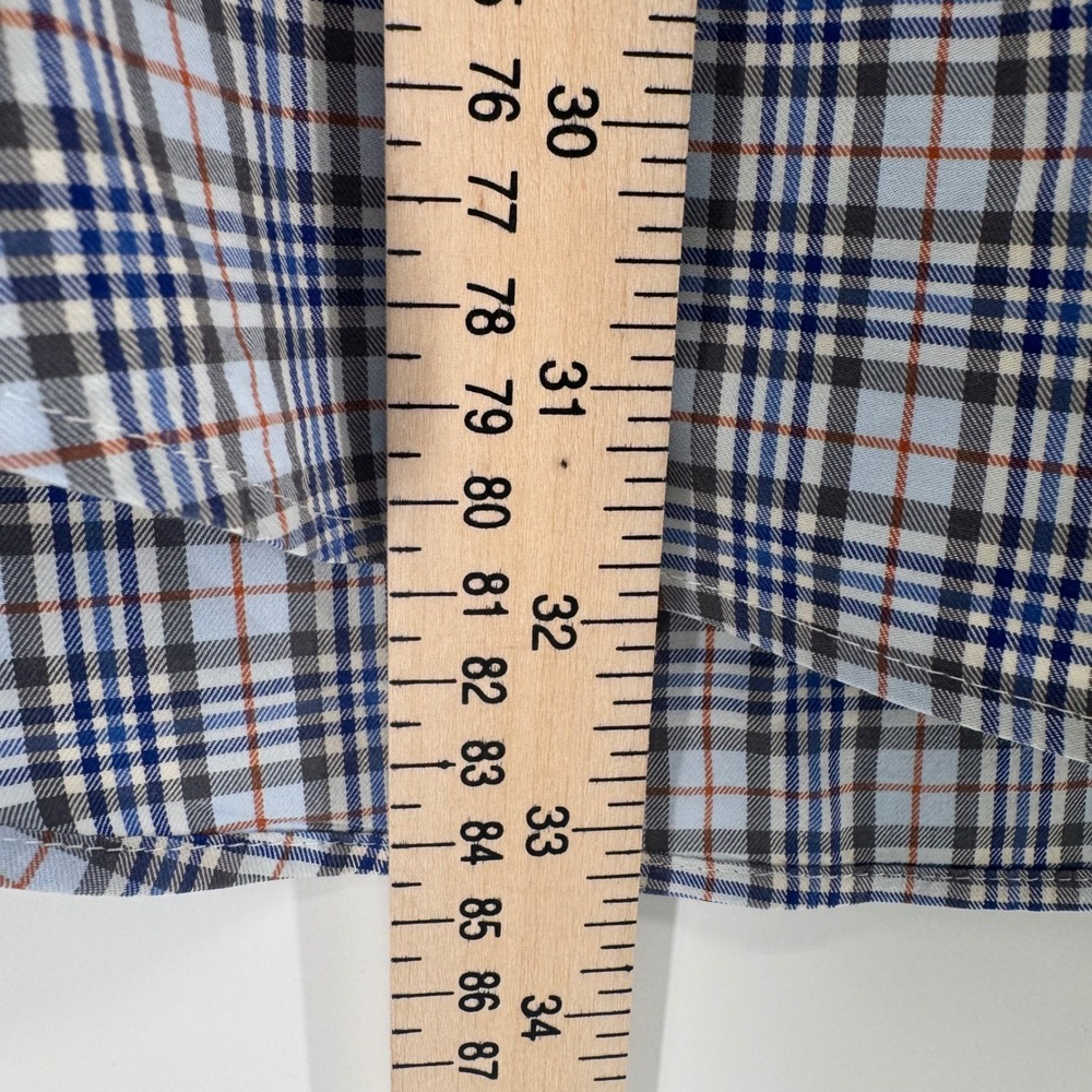 Peter Millar Mens Plaid Long Sleeve Dress Shirt XL Blue Gray Red Button Down - Picture 4 of 10